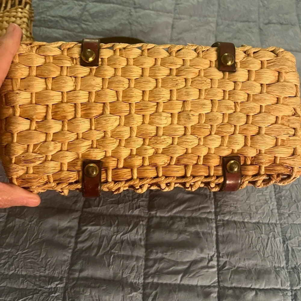 Etienne Aigner Vintage 60’s Woven Straw Leather Satchel Handbag